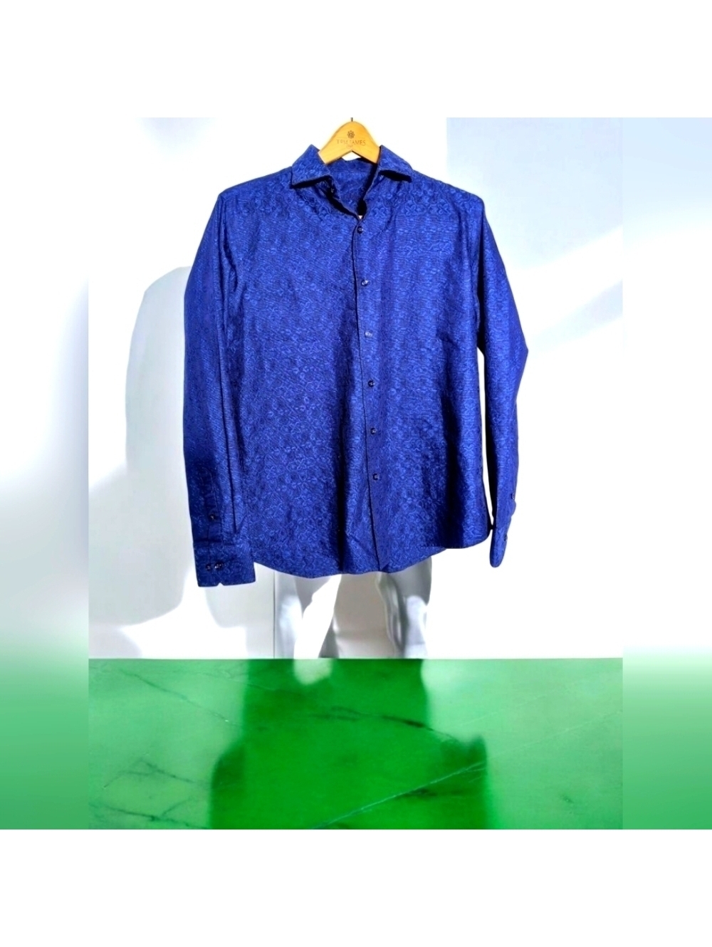 Tasso Elba sz S Geometric Pattern Men's Blue Shirt